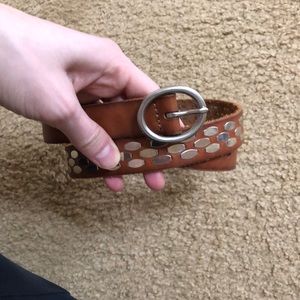 JCrew brown belt w silver metallic accents